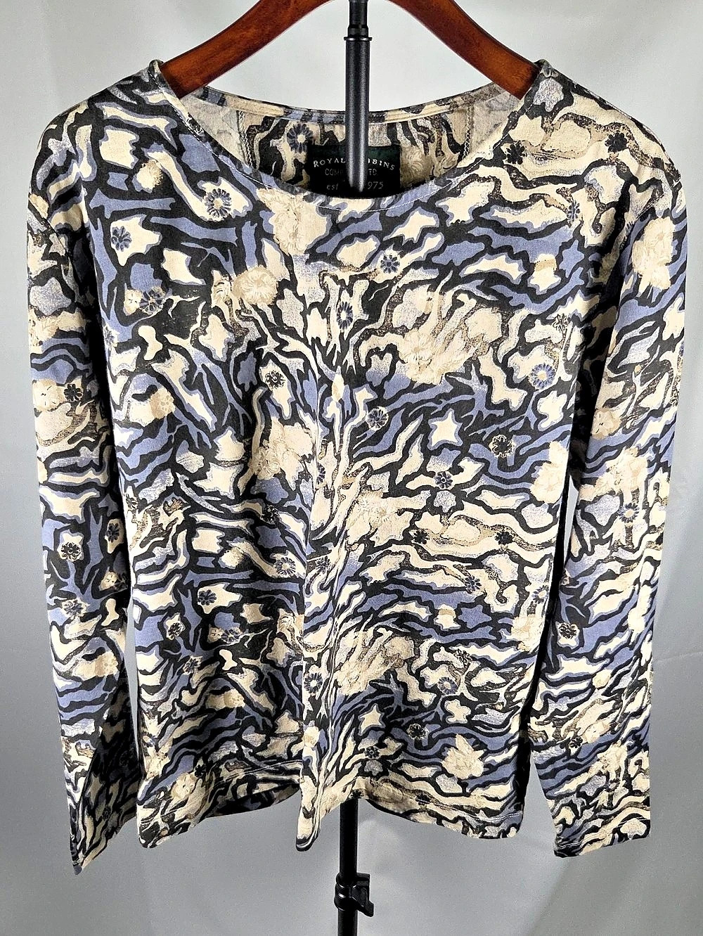 Royal Robbins Abstract Long Sleeve Top in Blue & Beige XL